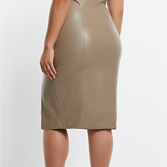 EXPRESS BODY CONTOUR CAMII FAUX LEATHER MIDI DRESS SIZE XL - Picture 2 of 7